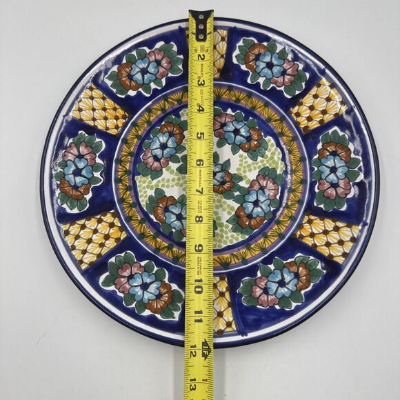 Talavera San Sebastian de Aparicio Handmade Blue Yellow‎ Floral Plate Mexico - Picture 5 of 7